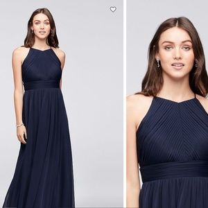 Reverie Micro-Pleated Mesh Halter Dress